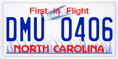 NC license plate DMU0406