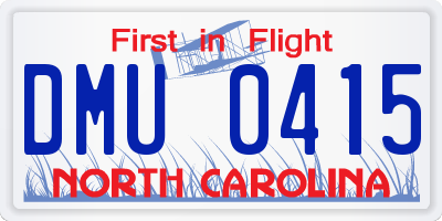NC license plate DMU0415