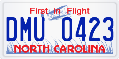 NC license plate DMU0423