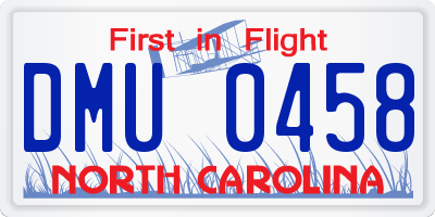 NC license plate DMU0458