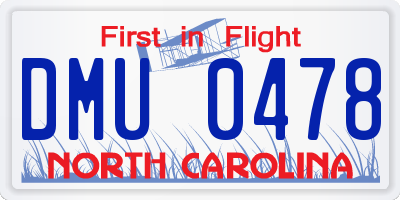 NC license plate DMU0478