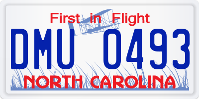 NC license plate DMU0493