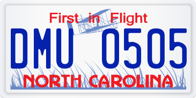 NC license plate DMU0505