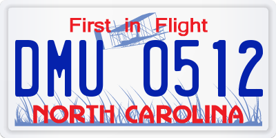 NC license plate DMU0512