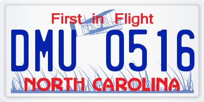 NC license plate DMU0516
