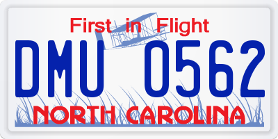 NC license plate DMU0562