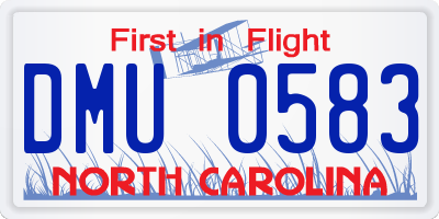 NC license plate DMU0583