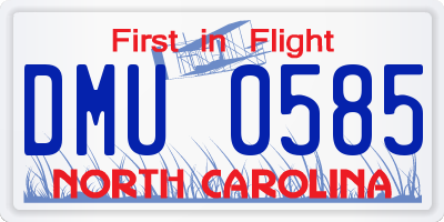NC license plate DMU0585