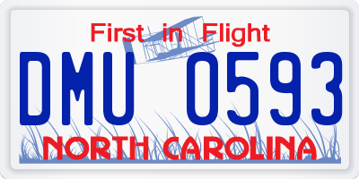 NC license plate DMU0593