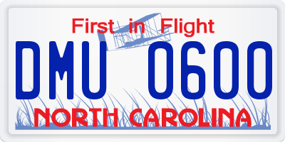 NC license plate DMU0600