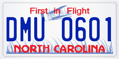 NC license plate DMU0601