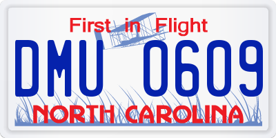 NC license plate DMU0609