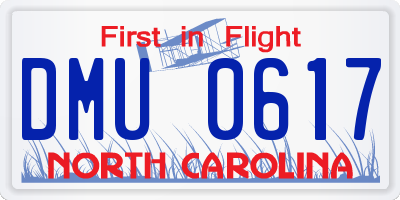 NC license plate DMU0617