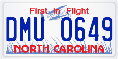 NC license plate DMU0649