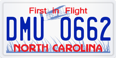NC license plate DMU0662