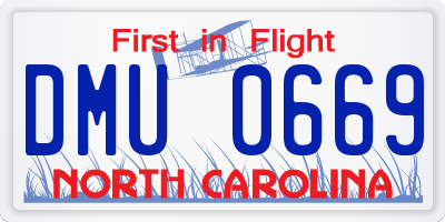 NC license plate DMU0669
