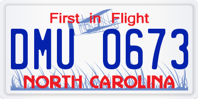 NC license plate DMU0673