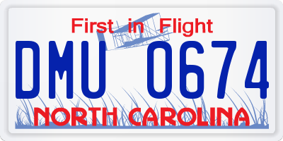 NC license plate DMU0674