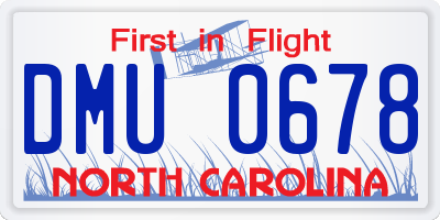 NC license plate DMU0678