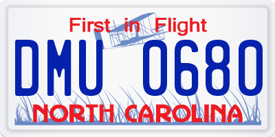 NC license plate DMU0680