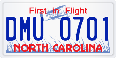 NC license plate DMU0701