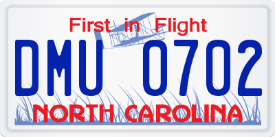 NC license plate DMU0702