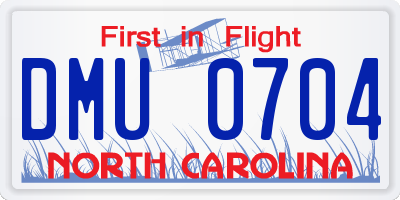 NC license plate DMU0704