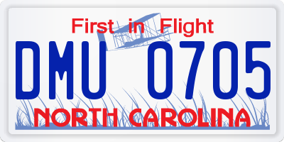 NC license plate DMU0705