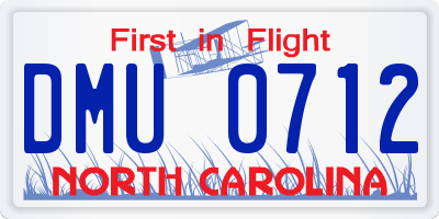 NC license plate DMU0712