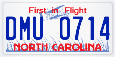 NC license plate DMU0714