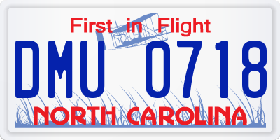 NC license plate DMU0718