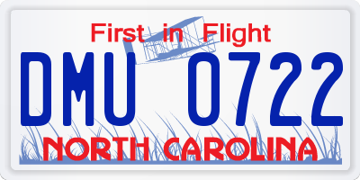 NC license plate DMU0722