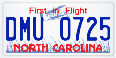 NC license plate DMU0725