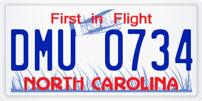 NC license plate DMU0734