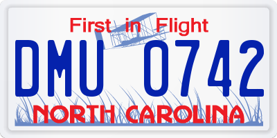NC license plate DMU0742