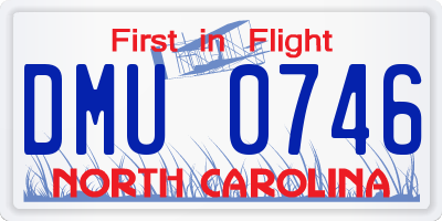 NC license plate DMU0746