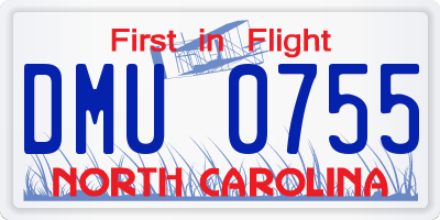 NC license plate DMU0755