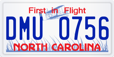 NC license plate DMU0756