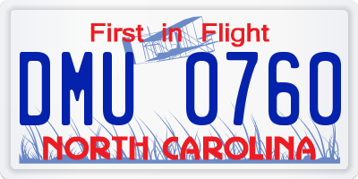 NC license plate DMU0760