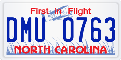 NC license plate DMU0763