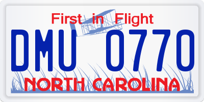 NC license plate DMU0770