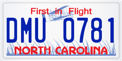 NC license plate DMU0781