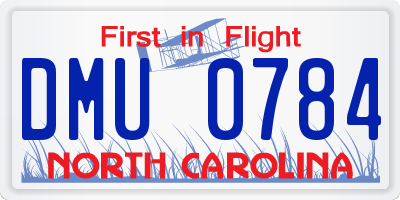 NC license plate DMU0784