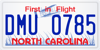 NC license plate DMU0785
