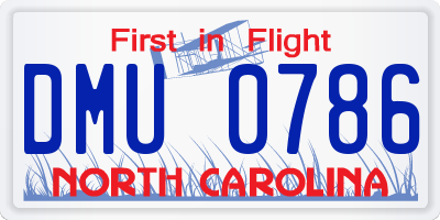 NC license plate DMU0786
