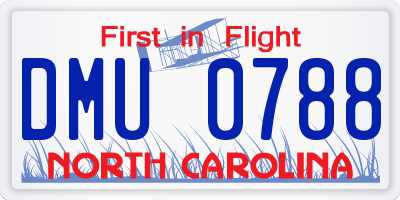 NC license plate DMU0788
