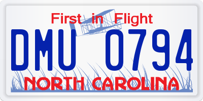 NC license plate DMU0794