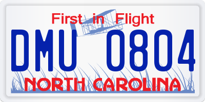 NC license plate DMU0804