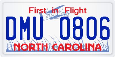 NC license plate DMU0806