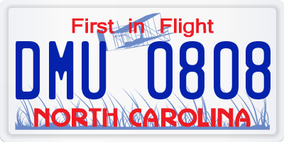NC license plate DMU0808